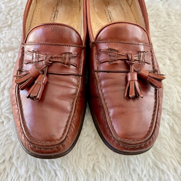 Santoni Chestnut Leather Tassel Loafers size 9 D main image 16